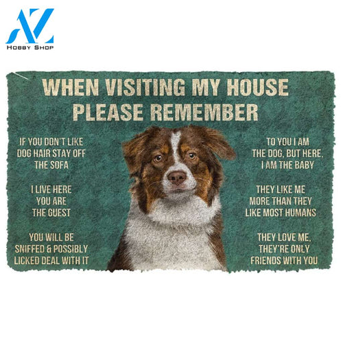 Gearhumans  GearHuman 3D Please Remember Australian Shepherd Dogs House Rules Custom Doormat