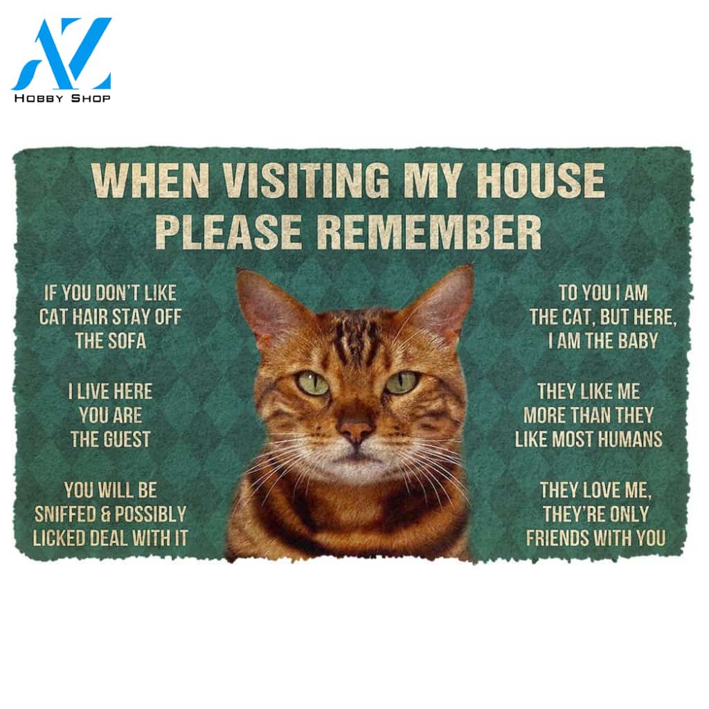 Gearhumans  GearHuman 3D Please Remember Bengal Cat House Rules Doormat