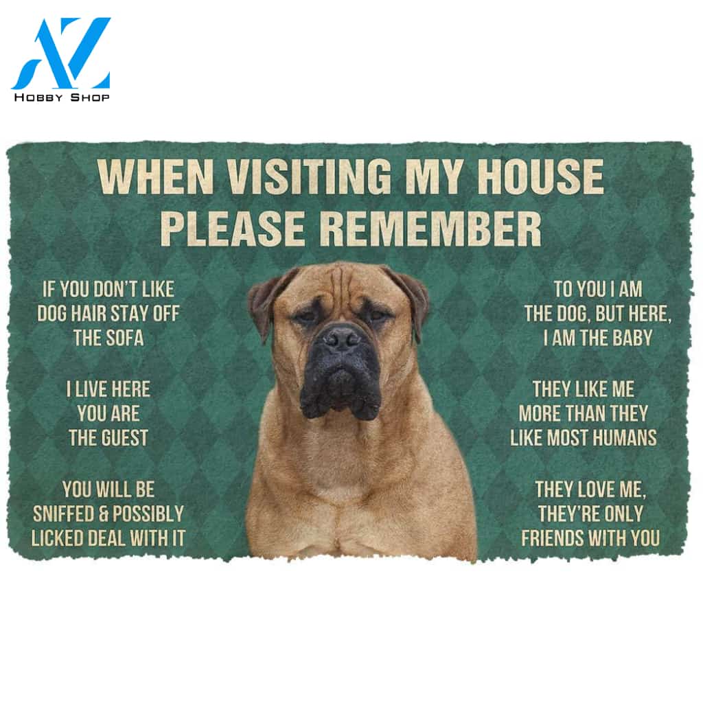 Gearhumans  Gearhuman 3D Please Remember Bullmastiff Dogs House Rules Custom Doormat