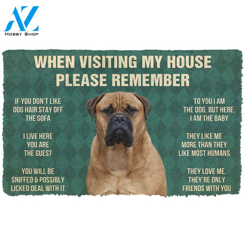 Gearhumans  Gearhuman 3D Please Remember Bullmastiff Dogs House Rules Custom Doormat