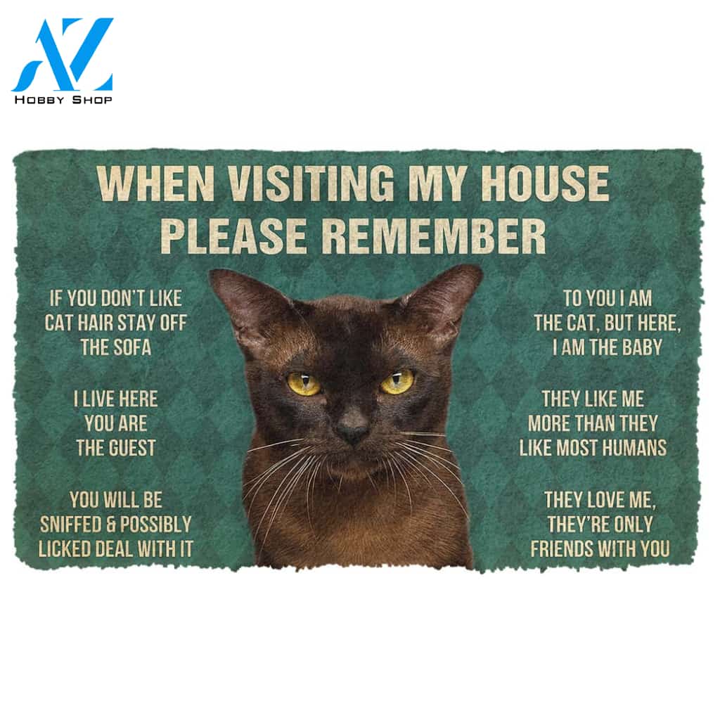 Gearhumans  Gearhuman 3D Please Remember Burmese Cat House Rules Custom Doormat