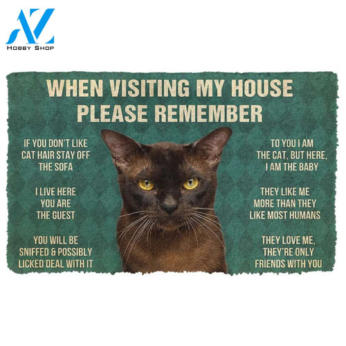 Gearhumans  Gearhuman 3D Please Remember Burmese Cat House Rules Custom Doormat