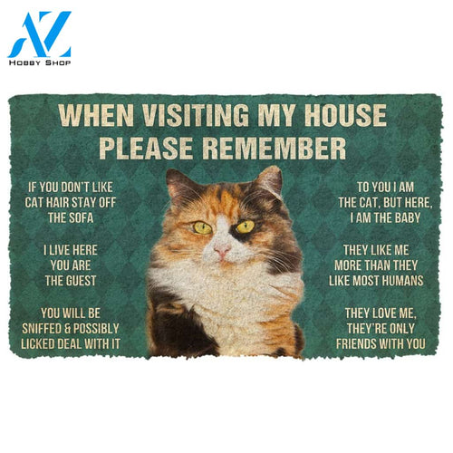 Gearhumans  GearHuman 3D Please Remember Calico Cat House Rules Doormat