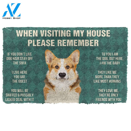 Gearhumans  Gearhuman 3D Please Remember Cardigan Welsh Corgi Dogs House Rules Custom Doormat