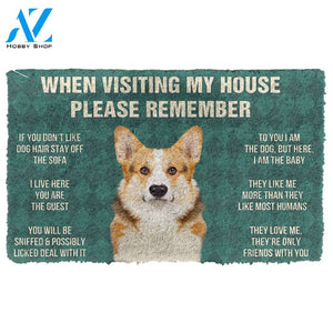Gearhumans  Gearhuman 3D Please Remember Cardigan Welsh Corgi Dogs House Rules Custom Doormat