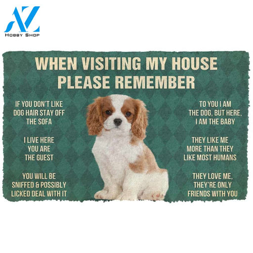 Gearhumans  Gearhuman 3D Please Remember Cavalier King Charles Spaniel Dogs Puppy Dogs House Rules Custom Doormat