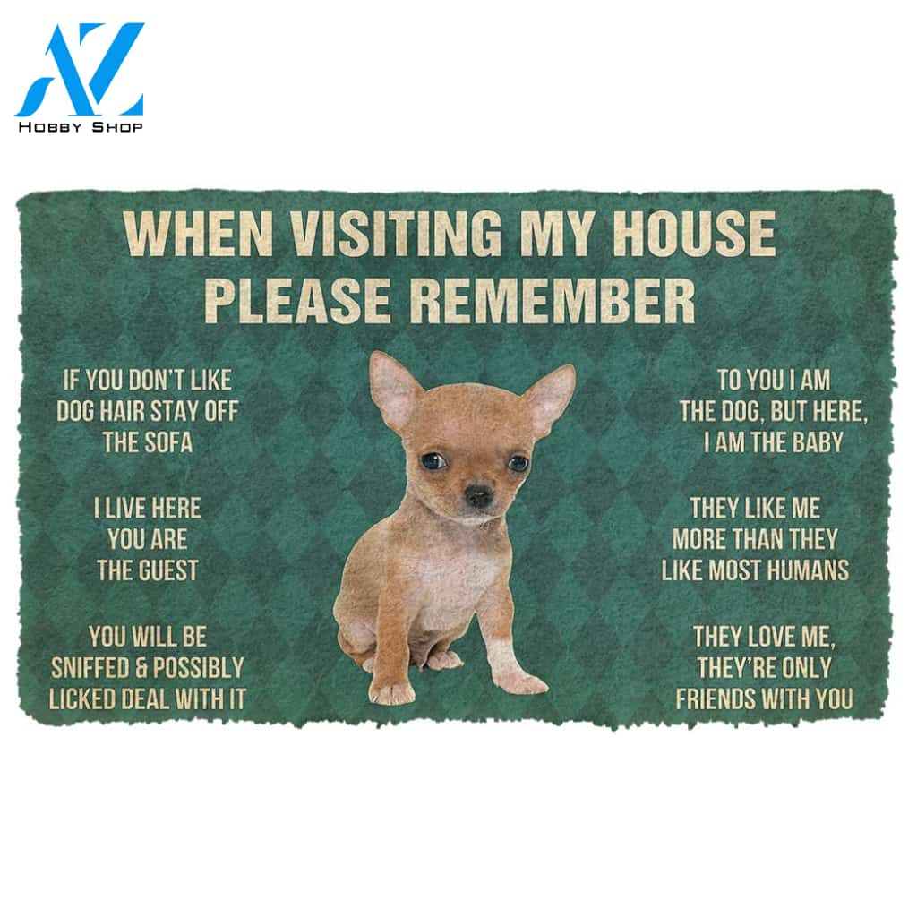 Gearhumans  Gearhuman 3D Please Remember Chihuahua Puppy Dogs House Rules Custom Doormat