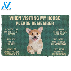 Gearhumans  Gearhuman 3D Please Remember Corgi Puppy Dogs House Rules Custom Doormat