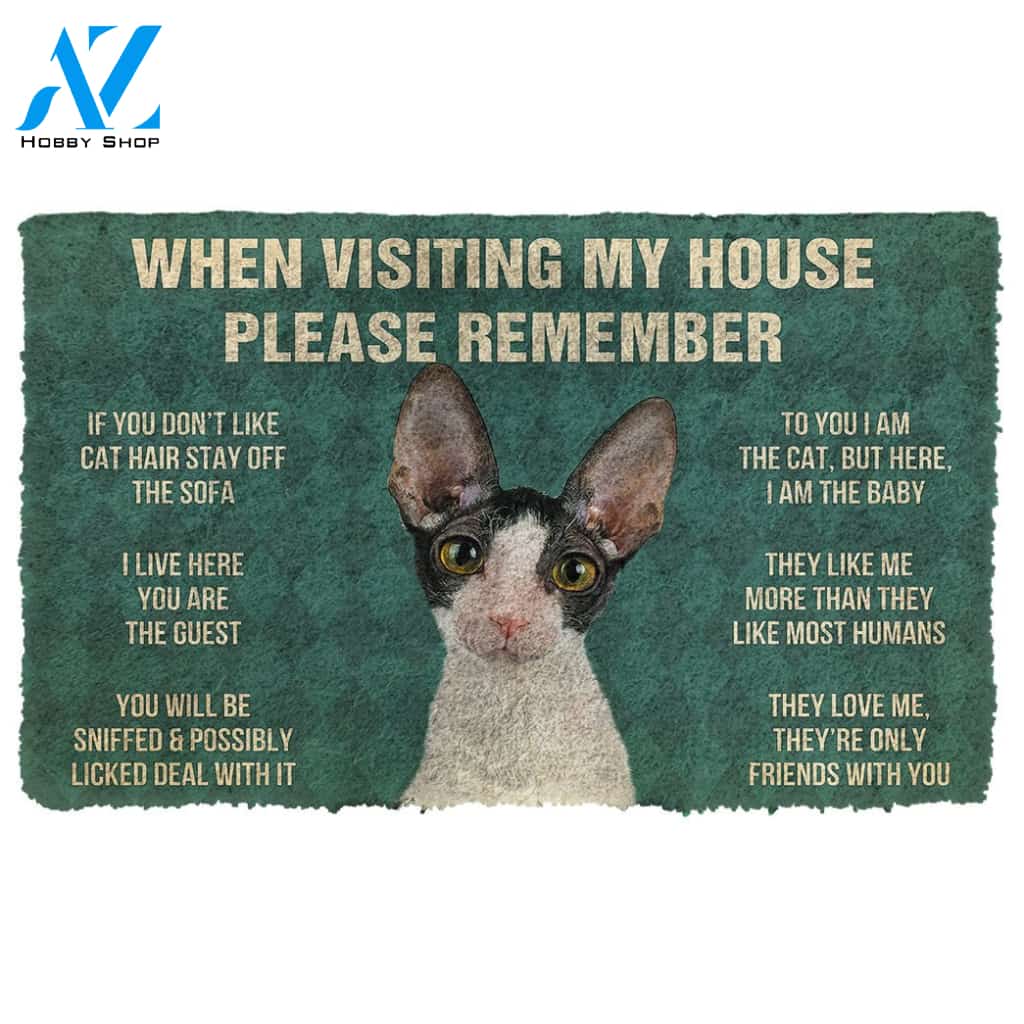 Gearhumans  Gearhuman 3D Please Remember Cornish Rex Cats House Rules Custom Doormat