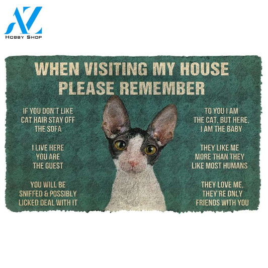 Gearhumans  Gearhuman 3D Please Remember Cornish Rex Cats House Rules Custom Doormat