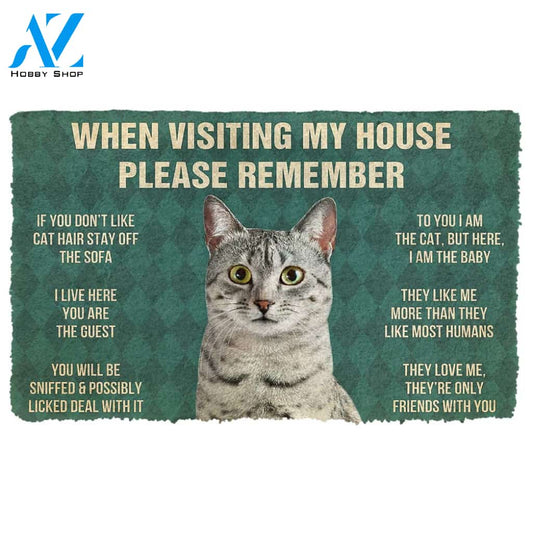 Gearhumans  Gearhuman 3D Please Remember Egyptian Mau Cats House Rules Custom Doormat