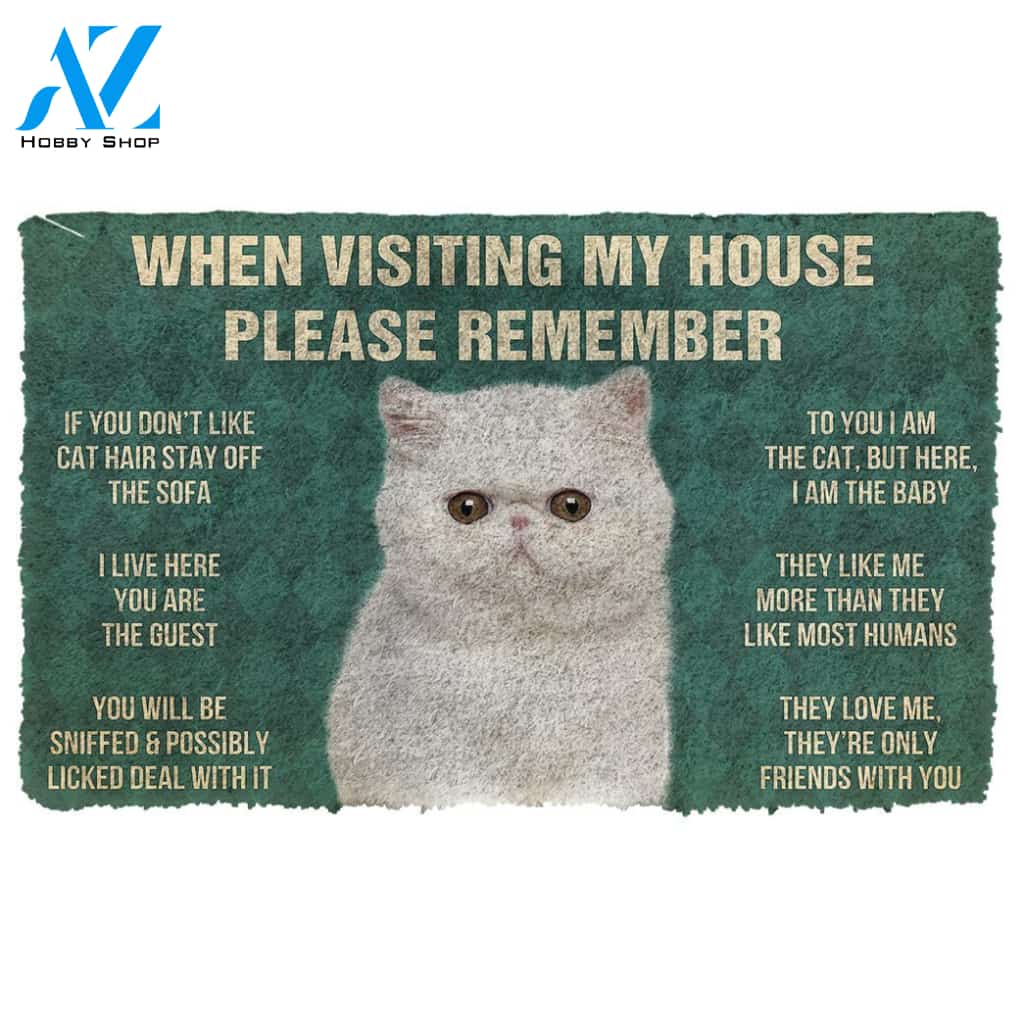 Gearhumans  GearHuman 3D Please Remember Exotic Shorthair Cats House Rules Doormat