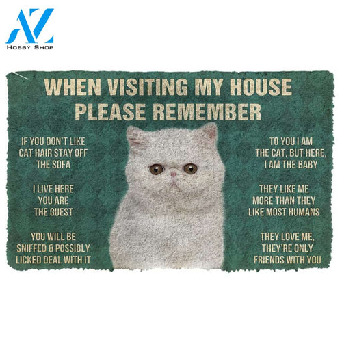 Gearhumans  GearHuman 3D Please Remember Exotic Shorthair Cats House Rules Doormat
