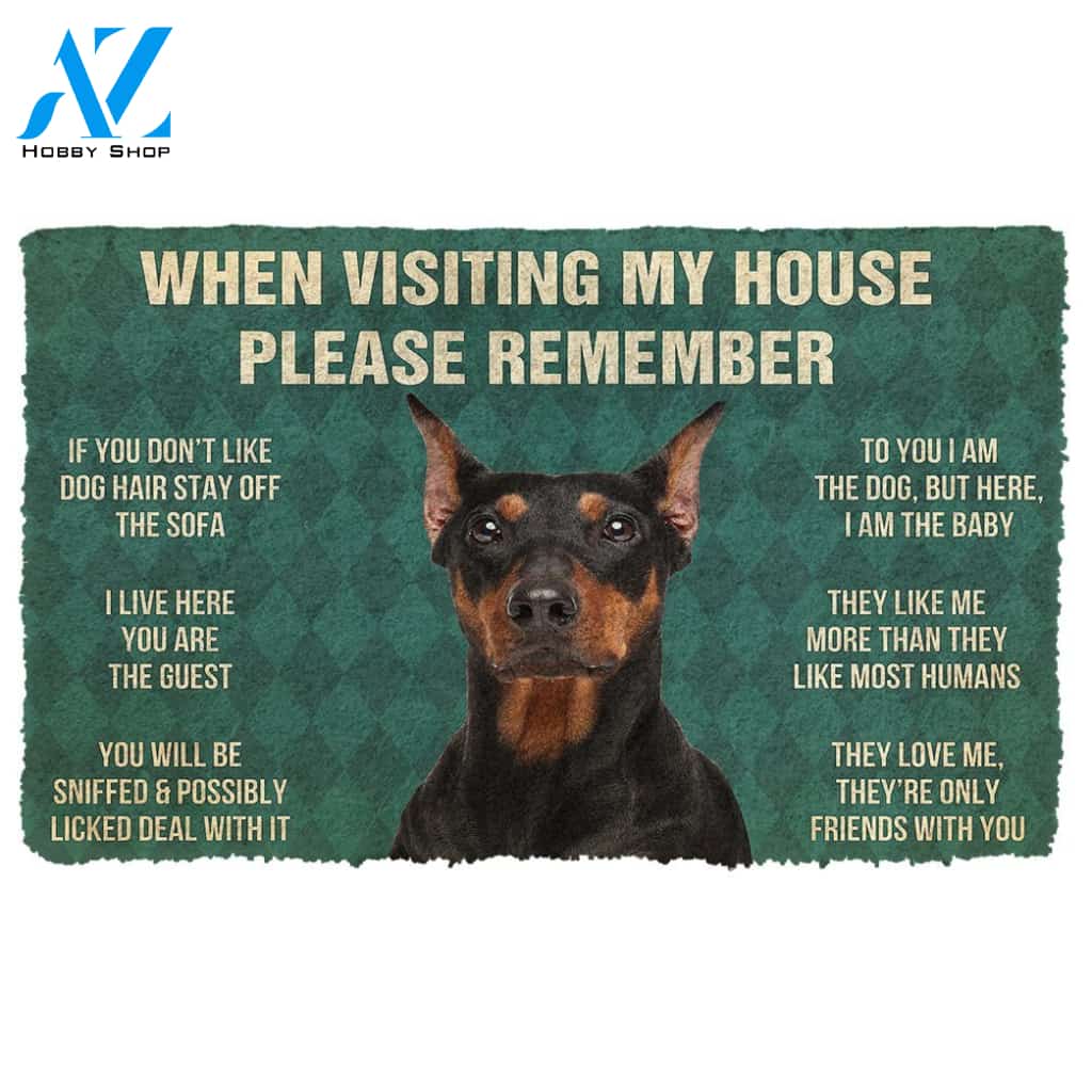 Gearhumans  GearHuman 3D Please Remember German Pinscher Dogs House Rules Doormat