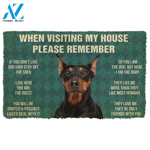 Gearhumans  GearHuman 3D Please Remember German Pinscher Dogs House Rules Doormat