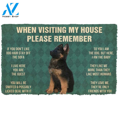 Gearhumans  Gearhuman 3D Please Remember German Shepherd Puppy Dogs House Rules Custom Doormat