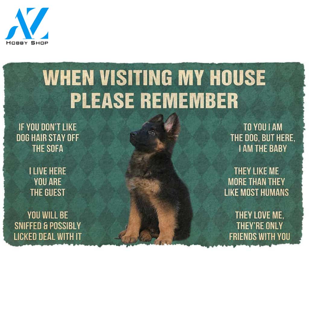 Gearhumans  Gearhuman 3D Please Remember German Shepherd Puppy Dogs House Rules Custom Doormat