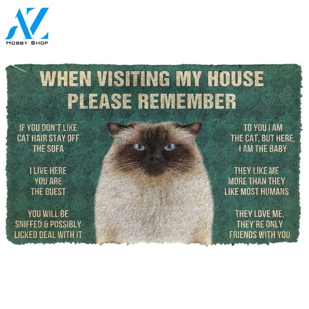 Gearhumans  GearHuman 3D Please Remember Himalayan Cats House Rules Doormat