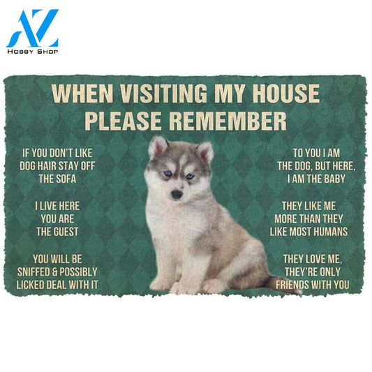 Gearhumans  Gearhuman 3D Please Remember Husky Puppy Dogs House Rules Custom Doormat