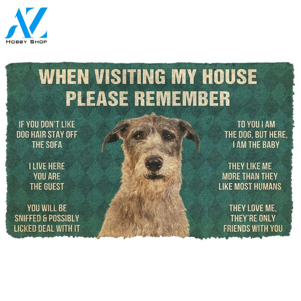 Gearhumans  GearHuman 3D Please Remember Irish Wolfhound Dogs House Rules Doormat