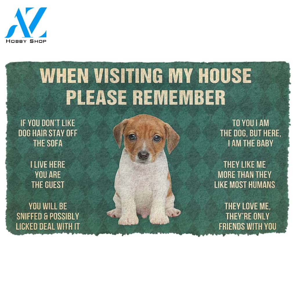 Gearhumans  Gearhuman 3D Please Remember Jack Russell Terrier Puppy Dogs House Rules Custom Doormat