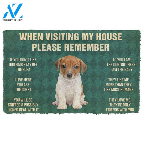 Gearhumans  Gearhuman 3D Please Remember Jack Russell Terrier Puppy Dogs House Rules Custom Doormat