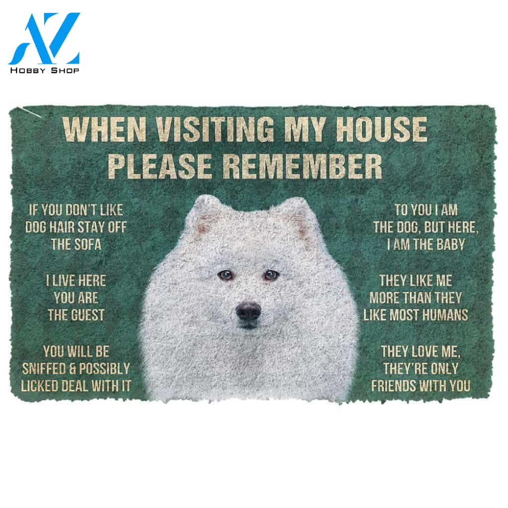 Gearhumans  GearHuman 3D Please Remember Japanese Spitz Dogs House Rules Doormat