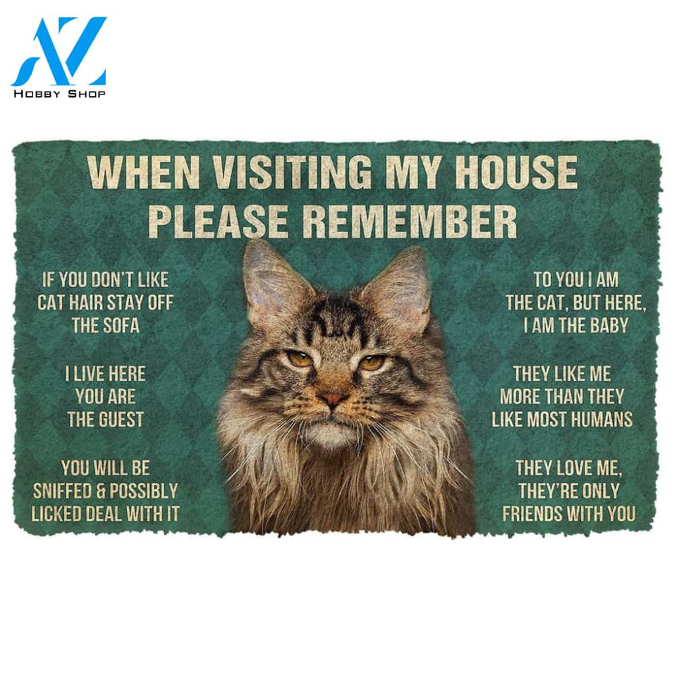 Gearhumans  GearHuman 3D Please Remember Maine Coon Cat House Rules Doormat