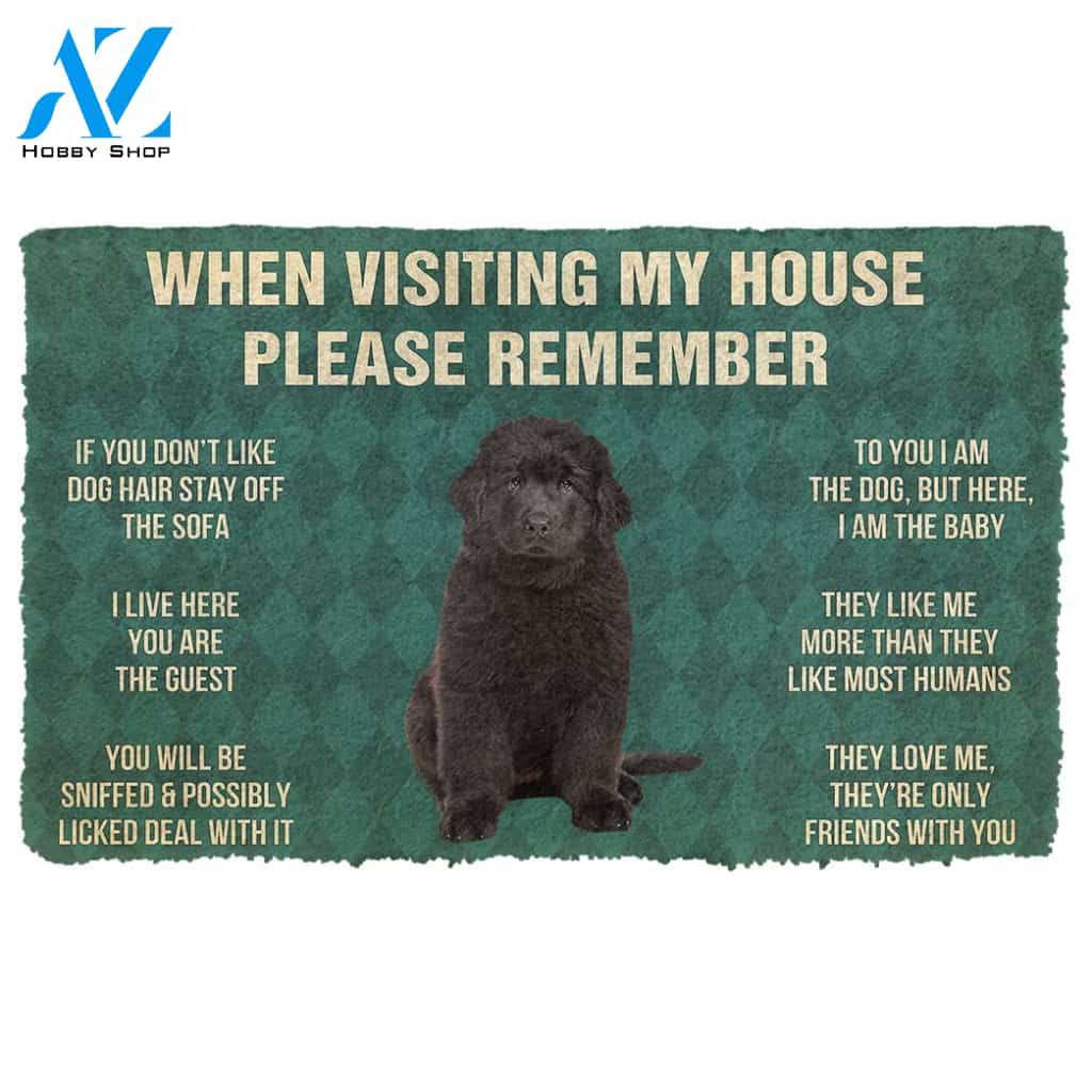Gearhumans  Gearhuman 3D Please Remember Newfoundland Puppy Dogs House Rules Custom Doormat