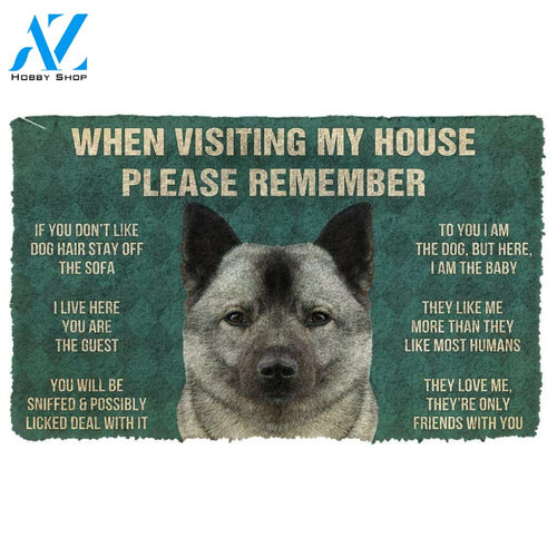 Gearhumans Gearhuman 3D Please Remember Norwegian Elkhound Dogs House Rules Doormat