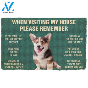 Gearhumans  Gearhuman 3D Please Remember Pembroke Welsh Corgi Puppy Dogs House Rules Custom Doormat