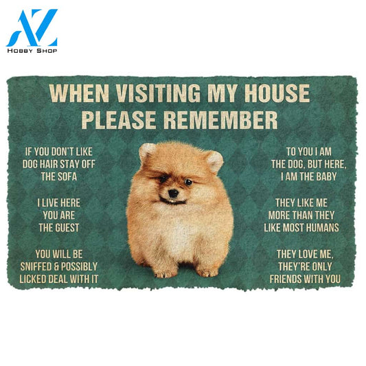 Gearhumans  Gearhuman 3D Please Remember Pomeranian Puppy Dogs House Rules Custom Doormat