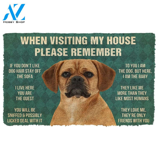 Gearhumans  GearHuman 3D Please Remember Puggle Dogs House Rules Doormat