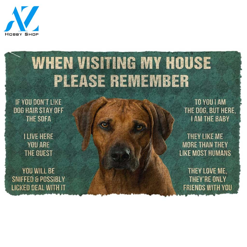 Gearhumans  GearHuman 3D Please Remember Rhodesian Ridgeback Dogs House Rules Doormat