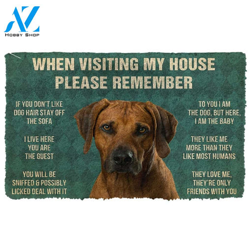 Gearhumans  GearHuman 3D Please Remember Rhodesian Ridgeback Dogs House Rules Doormat