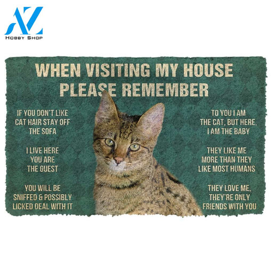 Gearhumans  Gearhuman 3D Please Remember Savannah Cat House Rules Custom Doormat