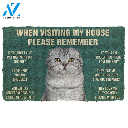 Gearhumans  GearHuman 3D Please Remember Scottish Fold Cats House Rules Doormat