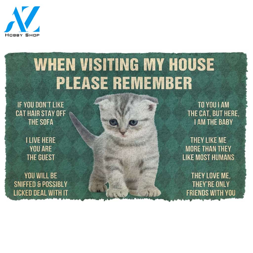 Gearhumans  Gearhuman 3D Please Remember Scottish Fold Kitten Cats House Rules Custom Doormat