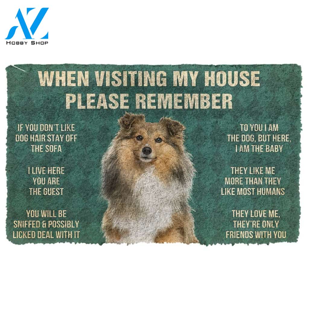 Gearhumans  Gearhuman 3D Please Remember Shetland Sheepdog House Rules Custom Doormat