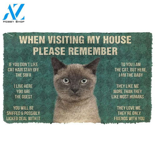 Gearhumans  GearHuman 3D Please Remember Siamese Cat House Rules Doormat