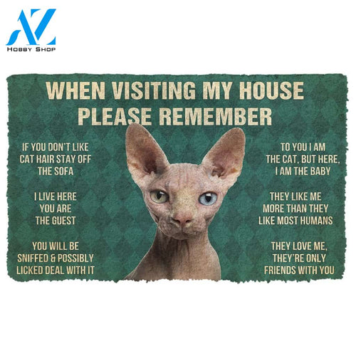 Gearhumans  GearHuman 3D Please Remember Sphynx Cat House Rules Doormat