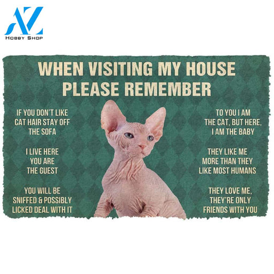 Gearhumans  Gearhuman 3D Please Remember Sphynx Kitten Cats House Rules Custom Doormat