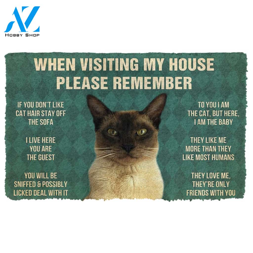 Gearhumans  Gearhuman 3D Please Remember Tonkinese Cat House Rules Custom Doormat