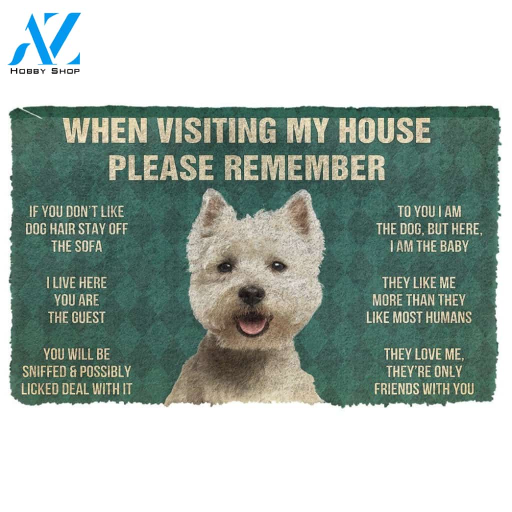 Gearhumans  GearHuman 3D Please Remember White Terrier Dog's House Rules Doormat