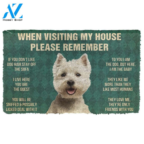 Gearhumans  GearHuman 3D Please Remember White Terrier Dog's House Rules Doormat