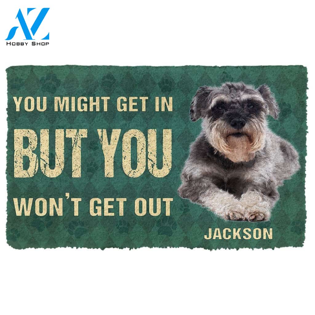 Gearhumans  Gearhuman 3D You Might Get In But You Wont Get Out Miniature Schnauzers Dog Doormat