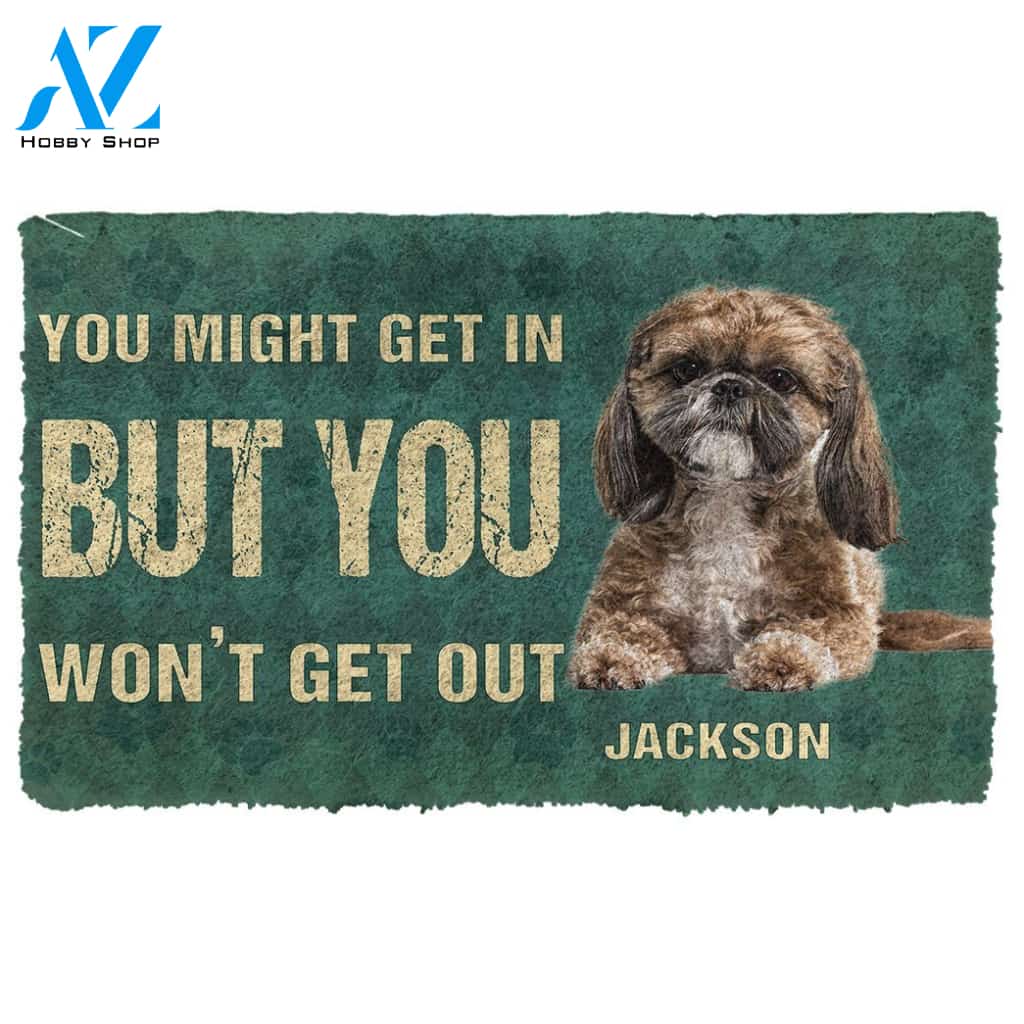 Gearhumans  Gearhuman 3D You Might Get In But You Wont Get Out Shih Tzu Dog Doormat