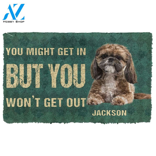 Gearhumans  Gearhuman 3D You Might Get In But You Wont Get Out Shih Tzu Dog Doormat