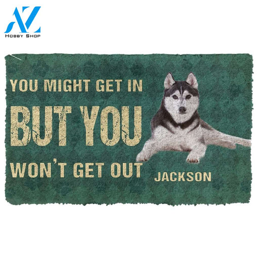 Gearhumans  Gearhuman 3D You Might Get In But You Wont Get Out Siberian Huskies Dog Doormat