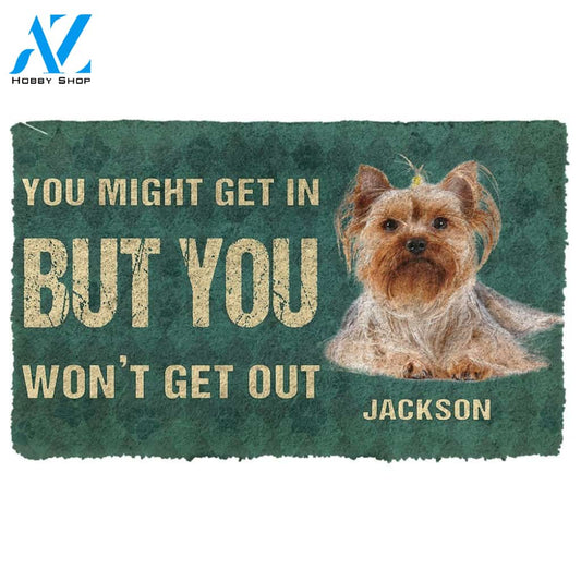Gearhumans  Gearhuman 3D You Might Get In But You Wont Get Out Yorkshire Terriers Dog Doormat